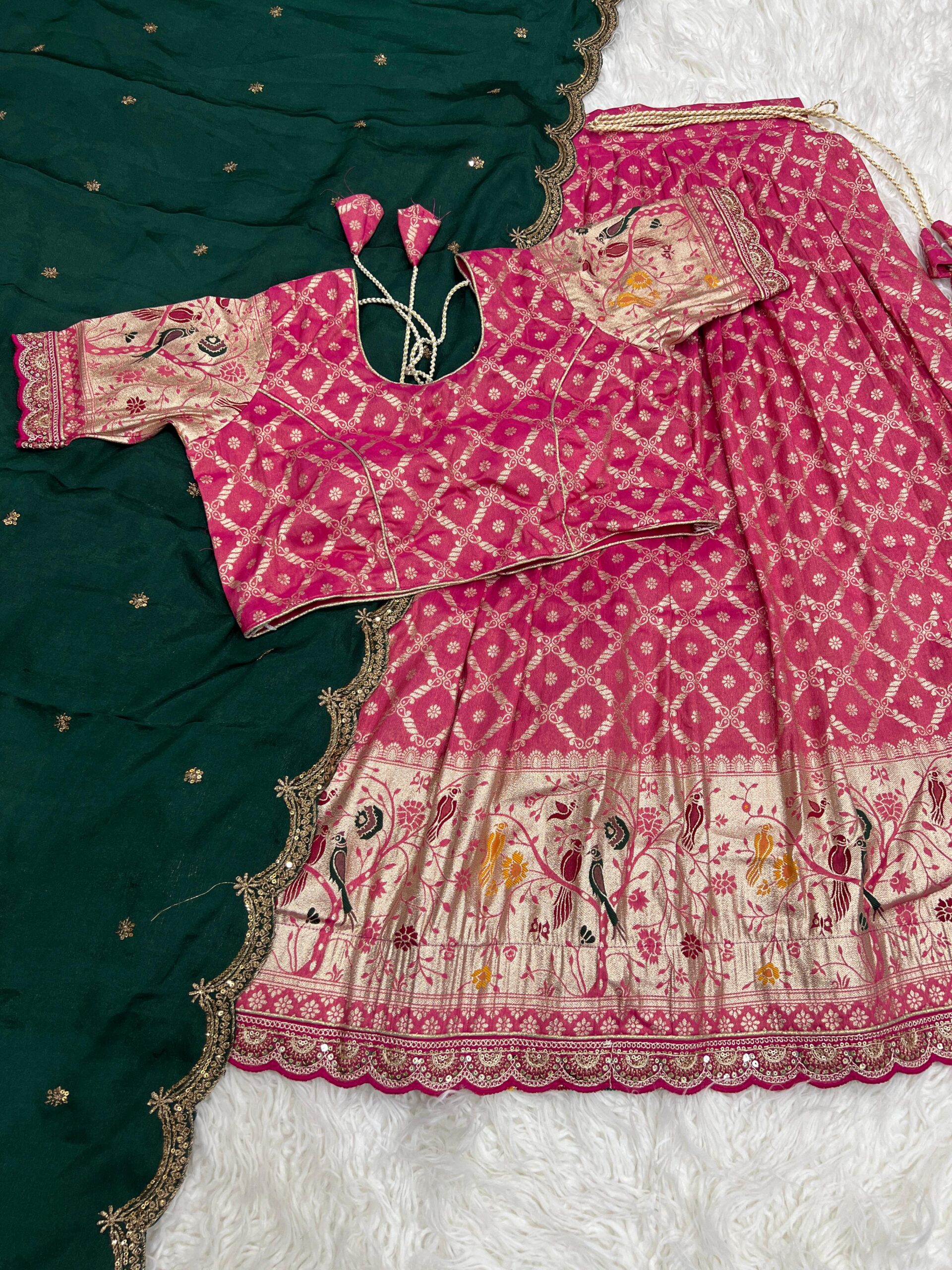 Beautiful colour matching sttiched lahenga - Image 5