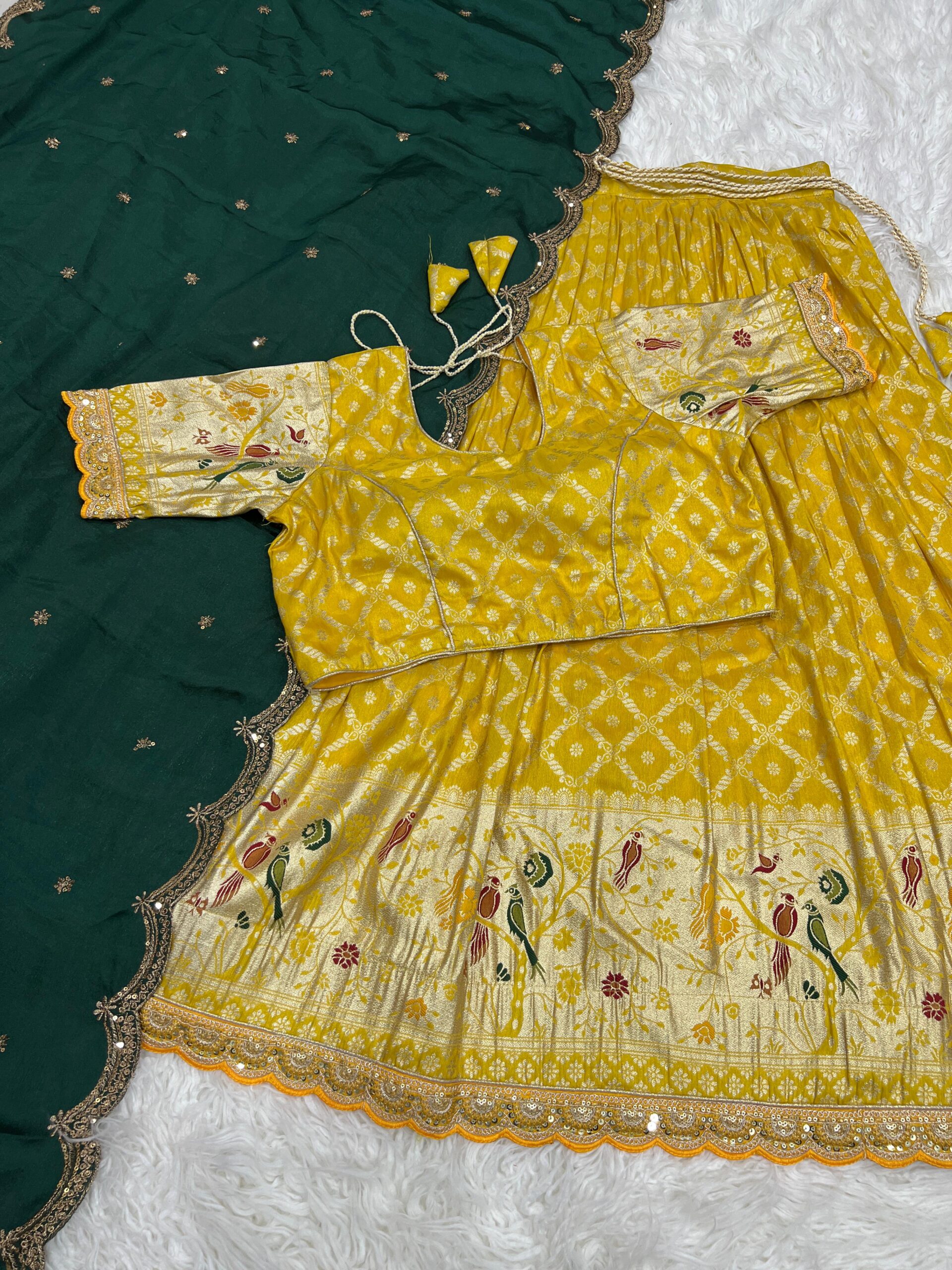 Beautiful colour matching sttiched lahenga - Image 4