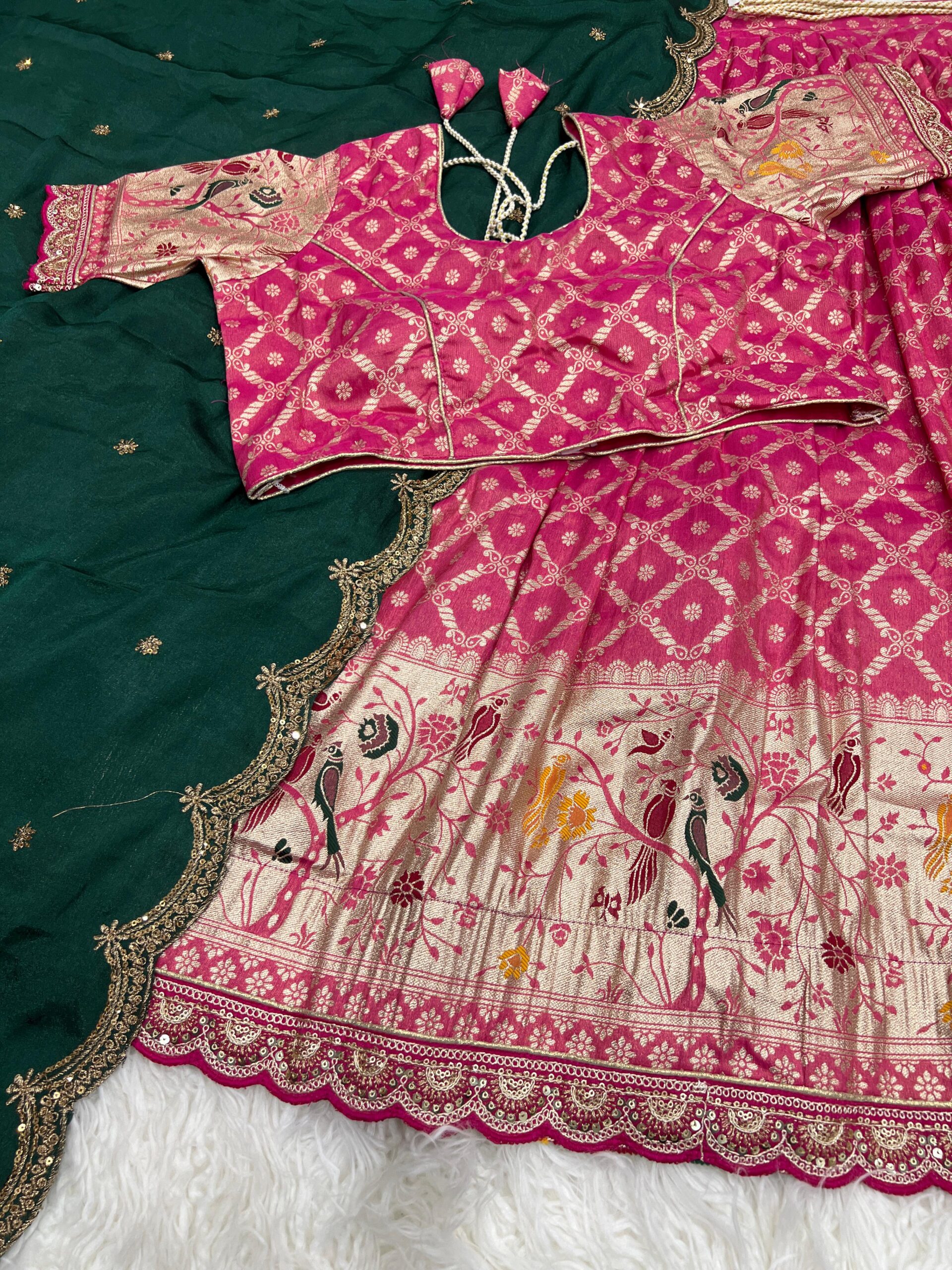 Beautiful colour matching sttiched lahenga